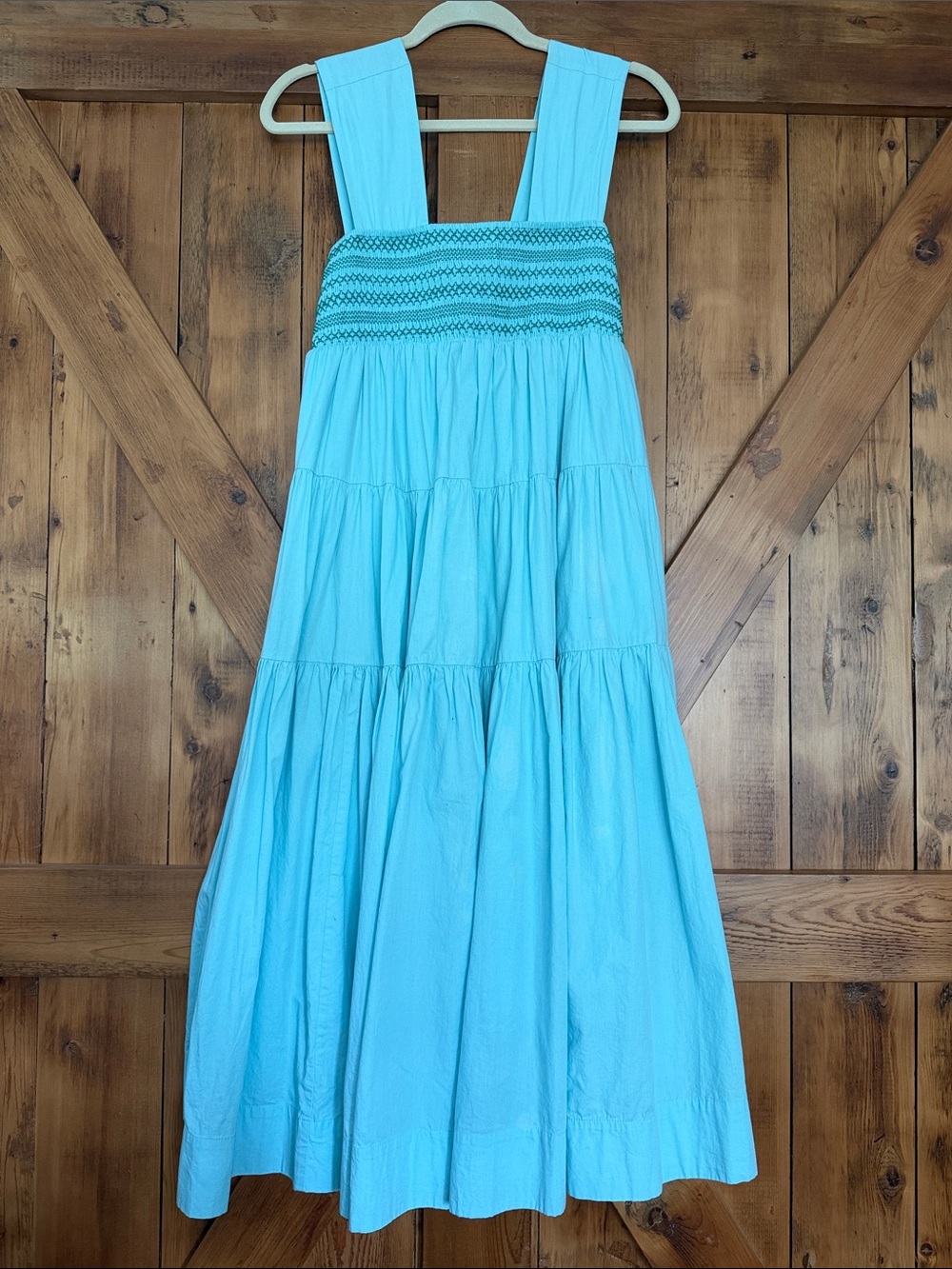 Anthropologie Women's Sleeveless Tiered Sundress in Aqua Blue